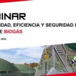 cartel anunciando un webinar sobre seguridad en plantas de biogás organizado por la empresa ESDERS España con un texto acompañado de una imagen de una planta de biogás